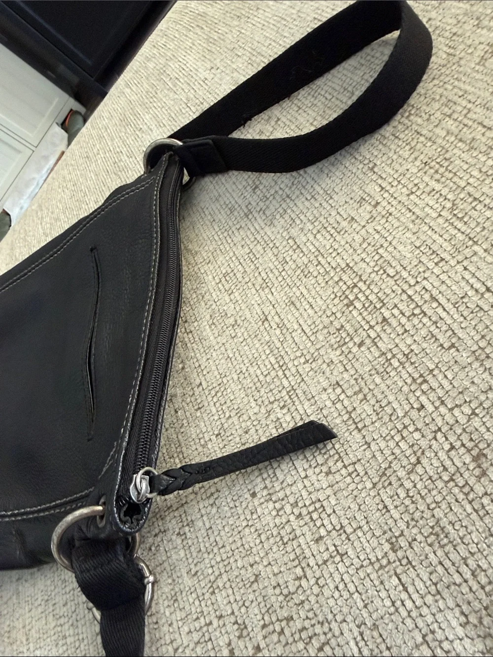 The Sak Black Leather Messenger Crossbody
